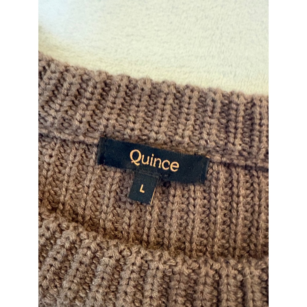 Quince Brown 100% Organic Cotton Fisherman Crewneck Sweater Large LB50874-CO - Picture 2 of 5